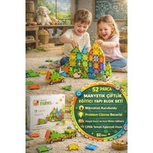 Toyfest Magnetic 52 Parça Manyetik Çiftlik Hayvanlı Eğitici Yapı Blok Seti Çocuk Oyuncağı Kare Parça 5.5 cm