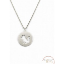 Bigakan  Madalyon Tilki Kolye 925 Ayar Gümüş 45 cm Kadın Beyaz Renk