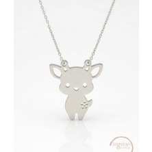 Bigakan  Zarif Geyik KOLYE925 Ayar Gümüş 45 cm Kadın Beyaz Renk