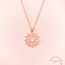 Bigakan  Papatya Sade Şık Zarif Kolye 925 Ayar Gümüş 45 cm Kadın Rose Kaplama