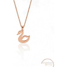 Bigakan  Tatlı Kadın Kolyesi 925 Ayar Gümüş 45 cm Kadın Rose Kaplama