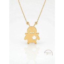 Bigakan  Sevimli Böcek Figürlü Kolye 925 Ayar Gümüş 45 cm Kadın Altın Kaplama