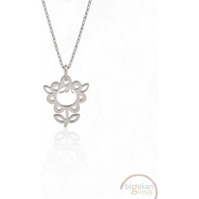 Bigakan  Sevimli Papatya Kolyesi 925 Ayar Gümüş 45 cm Kadın Beyaz Renk