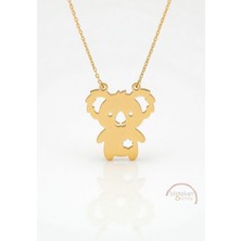 Bigakan  Tatlı Koala Kolye 925 Ayar Gümüş 45 cm Kadın Altın Kaplama