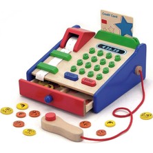 Direkstoktan Ahşap Yazar Kasa Market Oyuncağı - Wooden Cash Register