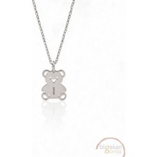 Bigakan  Zarif Minik I Harf Ayıcık Kolye 925 Ayar Gümüş 45 cm Kadın Beyaz Renk