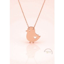 Bigakan  Sevimli Civciv Figürlü Kolye 925 Ayar Gümüş 45 cm Kadın Rose Kaplama