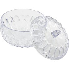 Esranın Dünyası Şeffaf Yuvarlak Kapaklı Mika - Plastik Şekerlik (4887)