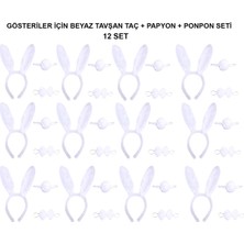 Skygo Beyaz Tşan Kostüm Seti – Taç, Papyon, Kuyruk (12’li Paket)