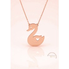 Bigakan  Sade Kibar Kuğu Kolye 925 Ayar Gümüş 45 cm Kadın Rose Kaplama