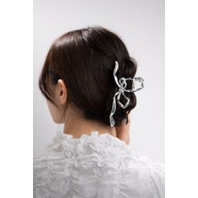 Trend Collection Gümüş Renk Fiyonk Detaylı Metal Saç Tokası