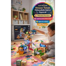 Toyfest Magnetic Işıklı Manyetik Blok 64 Parça Dinozor Temalı Yapı Oyuncak Seti 3+ Eğitici Zeka Oyunu