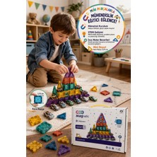 Toyfest Magnetic Mini 93 Parça Manyetik Yapı Blokları 12 Arabalı Eğitici Oyun Seti - Kare Parça 3.75 cm