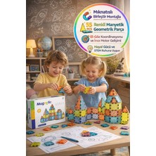 Toyfest Magnetic 55 Parça Manyetik Yapı Blokları Eğitici Zeka Oyunu Renkli Inşa Seti Çocuk Kare Parça 5.5 cm