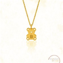 Bigakan  Kalpli Ayıcık Kolye 925 Ayar Gümüş 45 cm Kadın Altın Kaplama