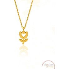 Bigakan  Minik Lale Kolyesi 925 Ayar Gümüş 45 cm Kadın Altın Kaplama