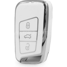 Barkas Elektronik Volkswagen Arteon Passat Smart Nano Anahtar Kılıfı Beyaz Gümüş