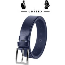 Mipek Deri Hakiki Manda Deri Unisex Lacivert  Rengi Kemer 3 cm