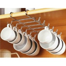 Practika 10 Kancalı Bardak Askılığı 27,5 cm Metal Mutfak Organizeri Dolap Tezgah Için