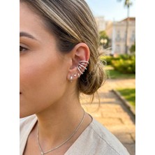 Museum Of You Zirkon Taşlı Çok Sıralı Ear Cuff Küpe | Deliksiz Kıkırdak Küpesi | Modern Şık Tasarım Kadın Küpe