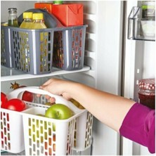 Practika 31X23X18.5 cm Grey Refrigerator Organizer Basket Caddy With Compartments Plastic