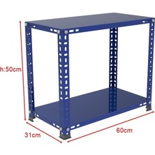 Rafburada 2 Katlı Renkli Çelik Raf Sehpa - Atölye, Depo, Ofis Sehpası KIRMIZI-31X60 Cm-50 cm
