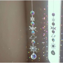 Freya Yıldız Gezegen Ay Tasarım Duvar Dekoru Modern Doğal Kristali Rüzgar Çanı Kapı Süsü