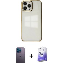 Cepte Toptan iPhone 13 Pro Max Doruk Doku Prime - Siyah Bilvis 5in1 5d Magic Hayalet Cam Ekran Koruyucu + Mavi Neon Fosforlu Kamera Lens