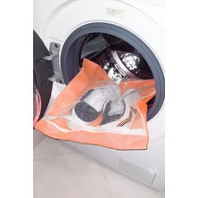 Practika 36X36 cm Fermuarlı Ayakkabı Yıkama Filesi Turuncu Hassas Çamaşır Aksesuarı