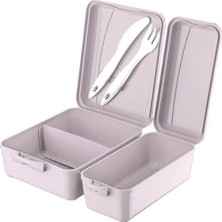 Practika 32X21X5 cm 3 Bölmeli Beslenme Kabı Çatal Bıçaklı Bpa Free Saklama