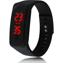 Practika 3 cm LED Kol Saati Siyah Silikon Unisex Dokunmatik Tasarım Bileklik 21 cm