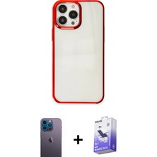 Cepte Toptan iPhone 13 Pro Max Doruk Doku Prime - Siyah Bilvis 5in1 5d Magic Hayalet Cam Ekran Koruyucu + Mavi Neon Fosforlu Kamera Lens