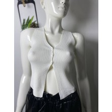 ANS Dokulu V Yaka Asimetrik Kesim Bluz