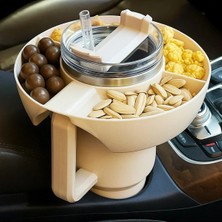 Stanley Quencher Pipetli 1.18 Lt Termos 4 Bölmeli Bej Plastik Atıştırmalık Çerez Tabağı Termos