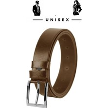 Mipek Deri Hakiki Manda Deri Unisex Açık Kahverengi Kemer 3 cm