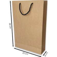 ABB Matbaa 50 Adet Kraft Karton Ipli Çanta Kağıt Poşet (25X38X8) - Ip Rengi Seçilebilir