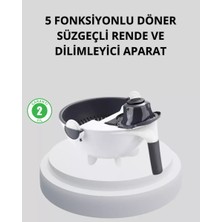 Colezium 5 Fonksiyonlu Döner Rende Süzgeçli Çok Amaçlı Sebze Doğrayıcı Kaymaz Tabanlı