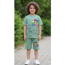 LEGO Baskılı Erkek Çocuk Su Yeşili Şortlu Takım - Pamuklu Tişört ve Şort Ikili Set