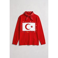 Perendi Kız Çocuk Türk Bayrak Baskılı Uzun Kollu Tişört – Fular Hediyeli