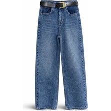 5in1Canpolat Mavi Kemerli Tensel Denim Pantolon 0030