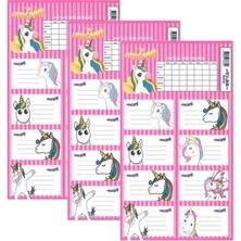 Ders Programlı Okul Etiketi 3 Yaprak Not Memo