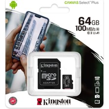 Marmara Qumasch Kıngston SDCS2/64GB, Canvas, V10, CL10, 100MB/S, Microsd Kart Bellek (Sd Adaptörlü)
