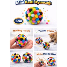Colezium Mini Ponpon Kedi Oyuncak Topu 5 cm ( 2 Adet ) - Yumuşak Renkli Sessiz Kedi Oyun Topu