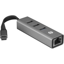 Marmara Qumasch S-Lınk SW-U3325, Gigabit, Type-C To RJ45, 3xusb 3.0, Metal, Ethernet Kartı