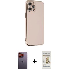 Cepte Toptan iPhone 12 Pro Max Yankı Serisi - Siyah Mat Seramik Nano Ekran Koruyucu + Turuncu Neon Fosforlu Kamera Lens