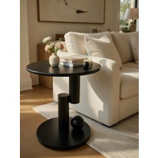 ZY Metal Tasarım Modern Yan Sehpa Oval Metal Yapı 50 cm Derinlik ve 52 cm Yükseklik