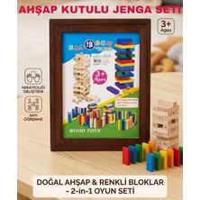Direkstoktan 2’si 1 Arada Eğitici Ahşap Denge Oyun Seti – Renkli & Sayılı / Ahşap Taşıma Kutulu