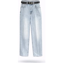 5in1Canpolat Açık Mavi Kemerli Baggy Jean 3010