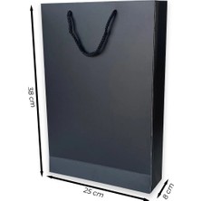 ABB Matbaa 50 Adet Siyah Karton Ipli Çanta Kağıt Poşet (25X38X8) - Ip Rengi Seçilebilir
