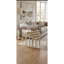 Traverten 1 Sınıf Mdf Lake Boya Gürgen Ağaç 4lü Zigon Sehpa